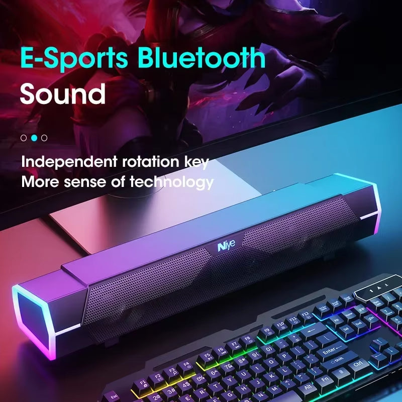 4D Stereo Sound Bar PC Speaker Surround Soundbar Bluetooth Wireless Wired Computer Speakers RGB Subwoofer for Laptop Theater TV
