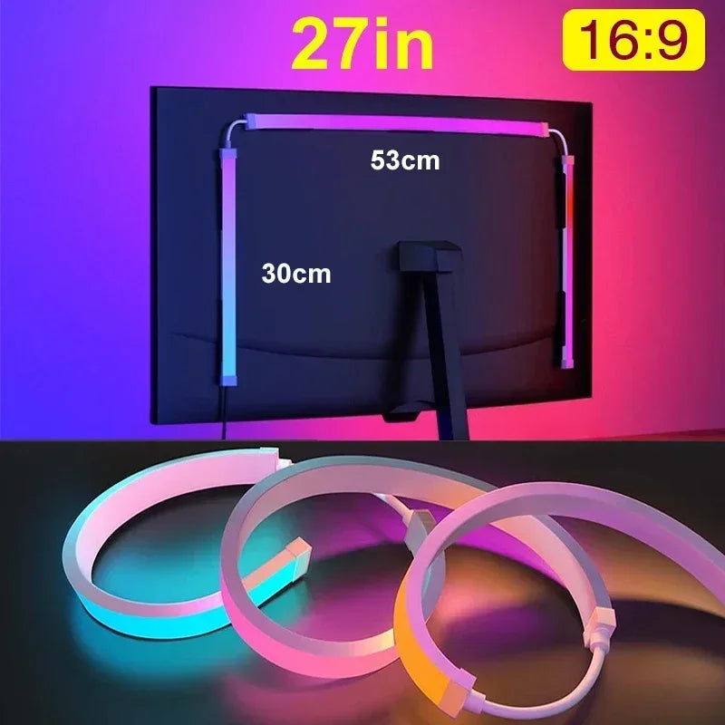 LED Sync RGB LED Strip Lights for 24-34 Inch Monitor Usb-Powered Backlight Pickup Atmosphere Lights for Gaming Room Desk Decor