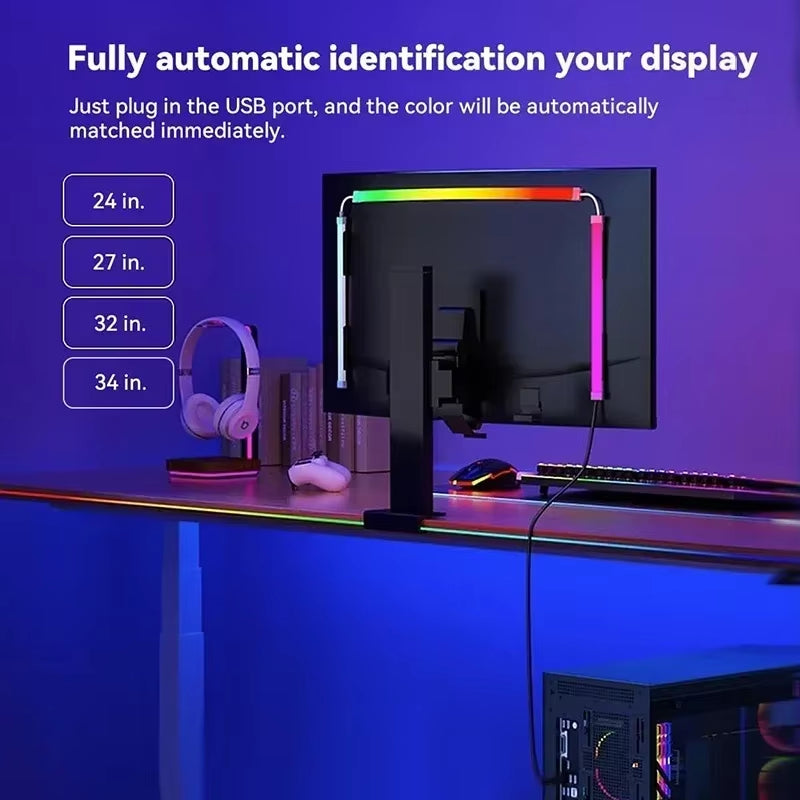 LED Sync RGB LED Strip Lights for 24-34 Inch Monitor Usb-Powered Backlight Pickup Atmosphere Lights for Gaming Room Desk Decor
