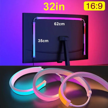 LED Sync RGB LED Strip Lights for 24-34 Inch Monitor Usb-Powered Backlight Pickup Atmosphere Lights for Gaming Room Desk Decor