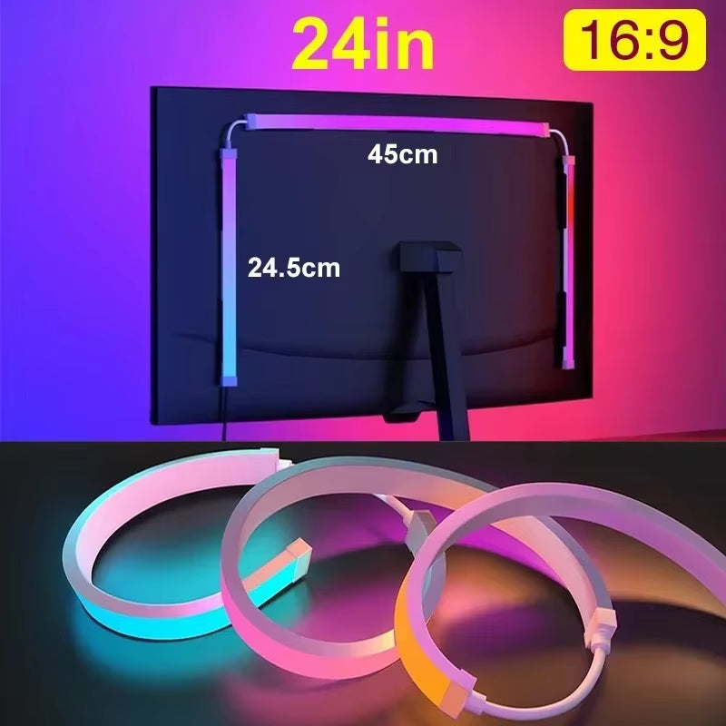 LED Sync RGB LED Strip Lights for 24-34 Inch Monitor Usb-Powered Backlight Pickup Atmosphere Lights for Gaming Room Desk Decor