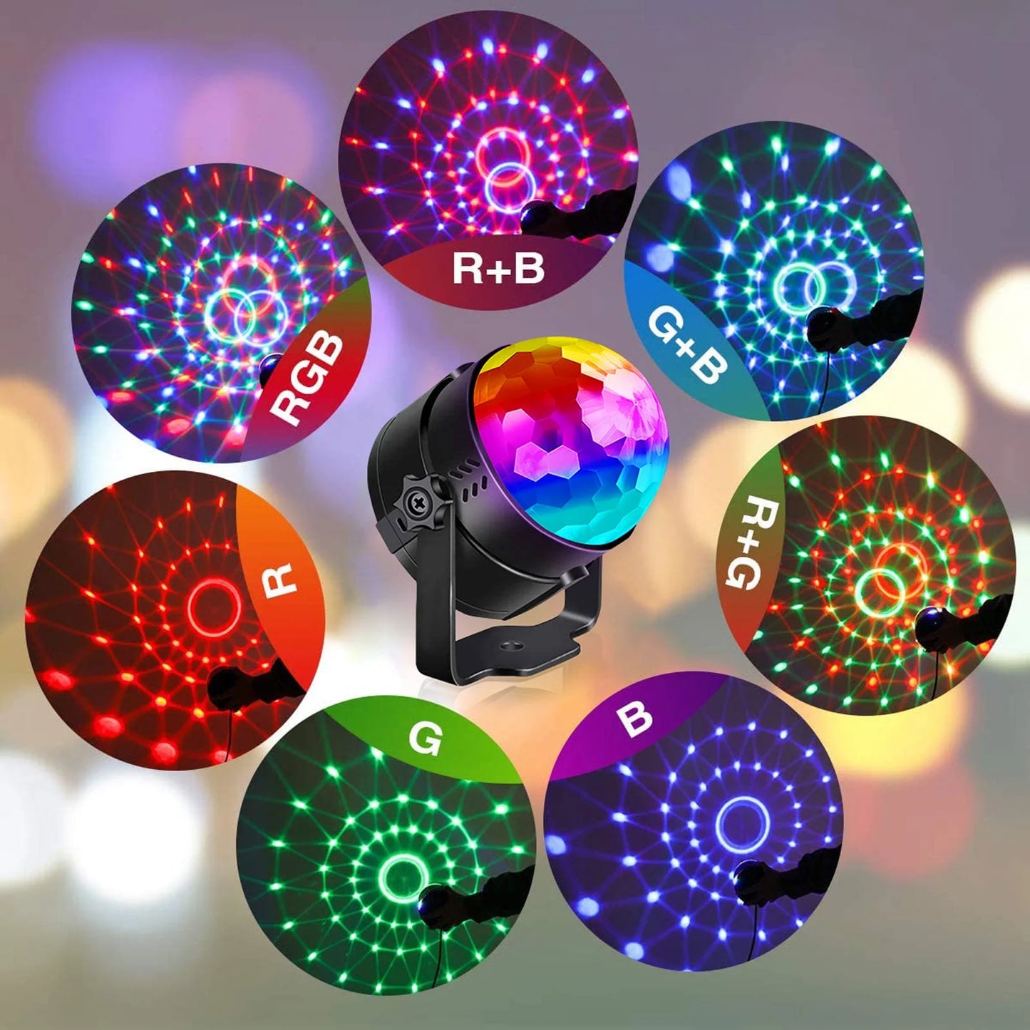 Disco Ball Party Strobe RGB Lights Sound Activated Karaoke Disco Lights with Remote Control for Party Club Bar Karaoke Holiday Dance Christmas Birthday Home Decoration
