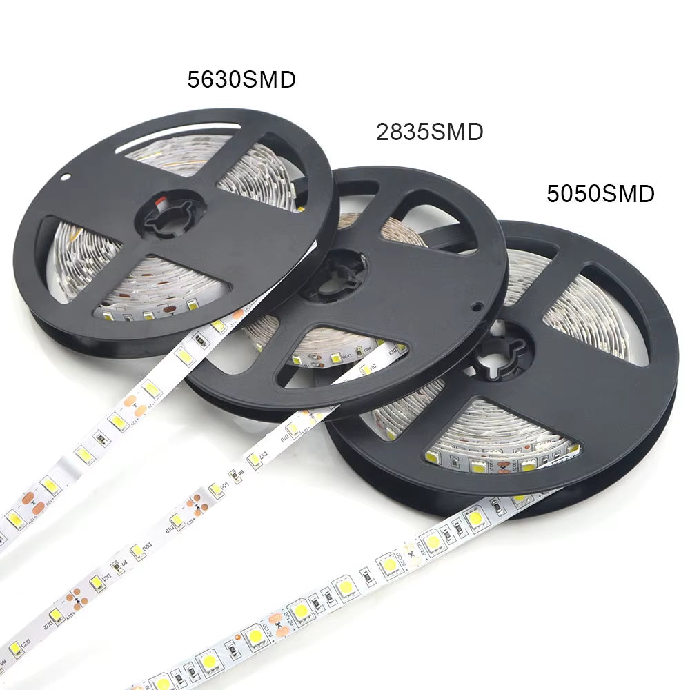 LED Strip 5050 5630 2835 RGB Lights 12V 5M Flexible Home Kitchen Decoration Lamp Waterproof 300 LED Tape Diode Ribbon 60Leds/M