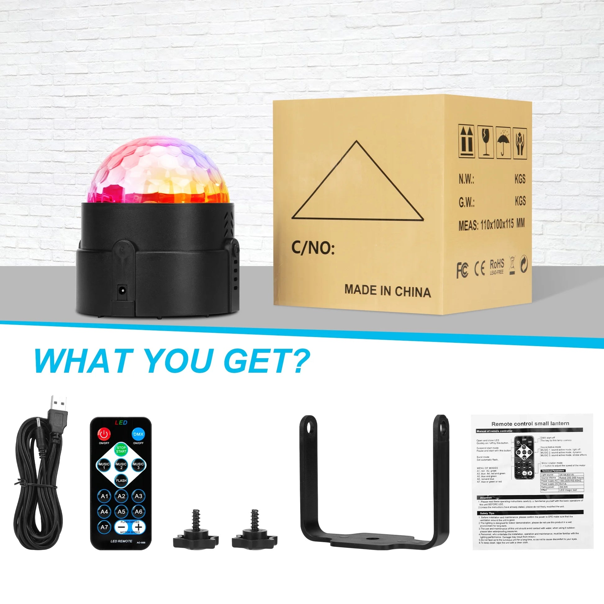 Disco Ball Party Strobe RGB Lights Sound Activated Karaoke Disco Lights with Remote Control for Party Club Bar Karaoke Holiday Dance Christmas Birthday Home Decoration