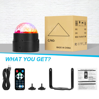 Disco Ball Party Strobe RGB Lights Sound Activated Karaoke Disco Lights with Remote Control for Party Club Bar Karaoke Holiday Dance Christmas Birthday Home Decoration